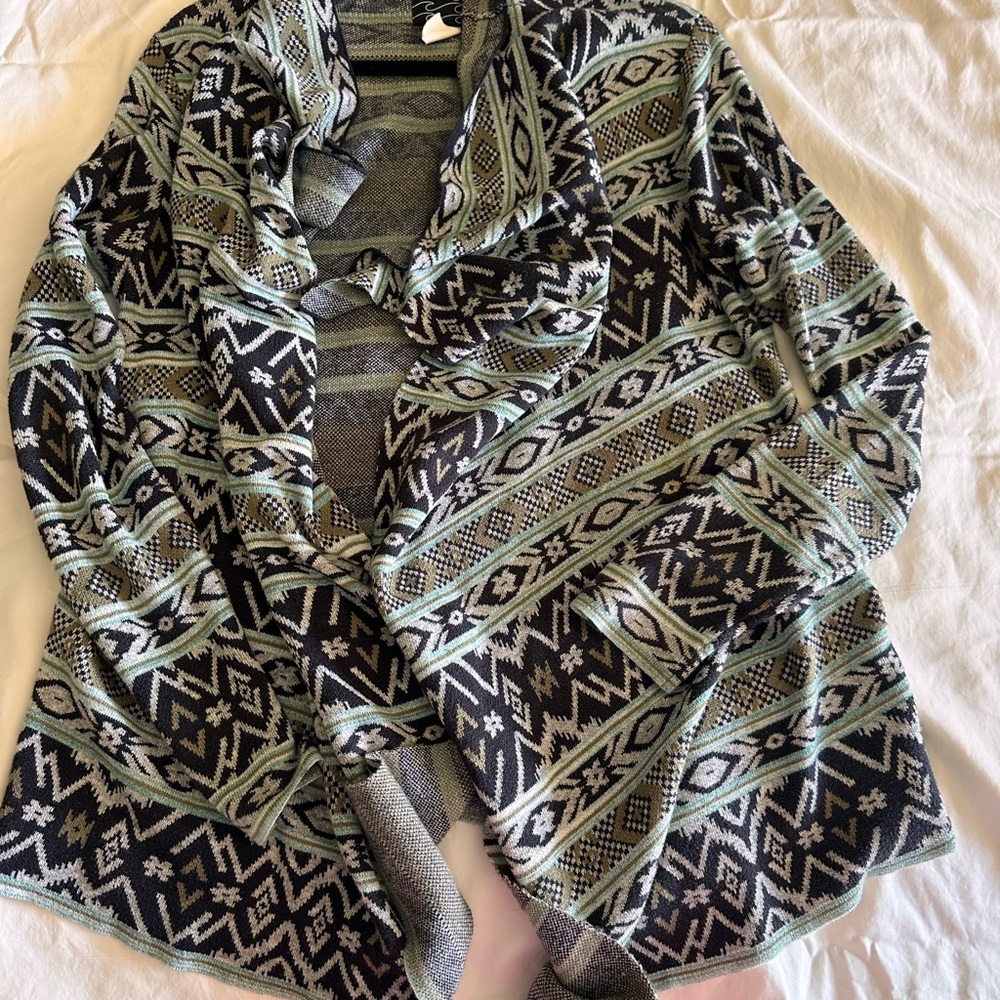Billabong Black and Green Patterned Cardigan